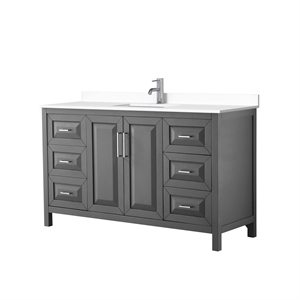 Wyndham Collection Daria 60&quot No Mirror Wood Single Bathroom Vanity in Gray