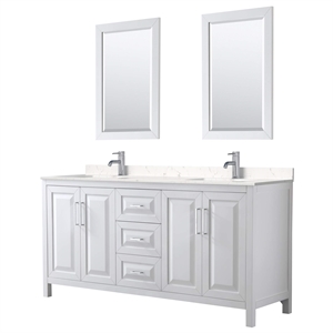 Wyndham Collection Daria 72&quot Light-Vein Wood Double Bathroom Vanity in White