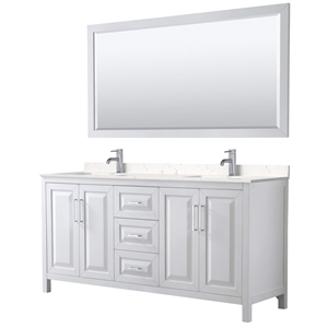 Wyndham Collection Daria 72&quot Light Vein Wood Double Bathroom Vanity in White