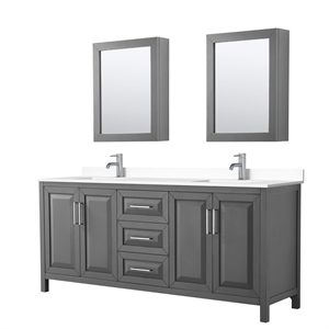 Wyndham Collection Daria 80&quot Wood Double Bathroom Vanity in Dark Gray/Chrome