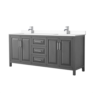 Wyndham Collection Daria 80&quot No Mirror Wood Double Bathroom Vanity in Gray