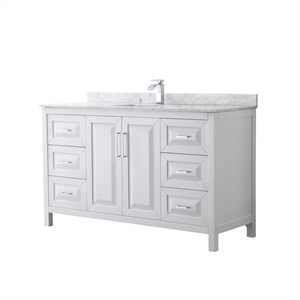 Wyndham Collection Daria 60&quot Marble-Top Wood Single Bathroom Vanity in White
