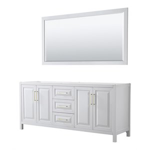 Wyndham Collection Daria 80&quot No Sink Wood Double Bathroom Vanity in Gold/White