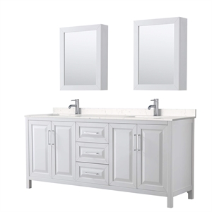 Wyndham Collection Daria 80&quot Cabinets Wood Double Bathroom Vanity in White