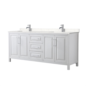 Wyndham Collection Daria 80&quot No Mirror Wood Double Bathroom Vanity in White