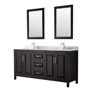 Wyndham Collection Daria 72&quot Mirrors Wood Double Bathroom Vanity in Espresso