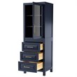 Wyndham Collection Daria 3-drawer Wood Linen Tower Cabinet in Blue/Gold
