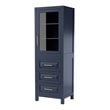 Wyndham Collection Daria 3-drawer Wood Linen Tower Cabinet in Blue/Gold