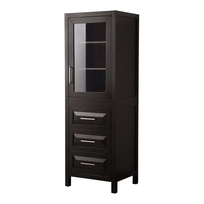 Wyndham Collection Daria 3-drawer Wood Linen Tower Cabinet in Espresso/Chrome