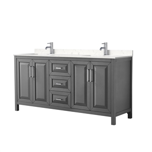Wyndham Collection Daria 72&quot No Mirror Wood Double Bathroom Vanity in Gray
