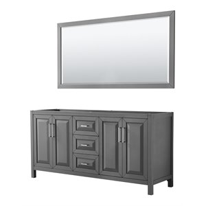Wyndham Collection Daria 72&quot No Sink Wood Double Bathroom Vanity in Gray/Chrome