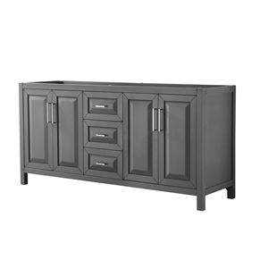 Wyndham Collection Daria 72&quot No-Sink Wood Double Bathroom Vanity in Chrome/Gray