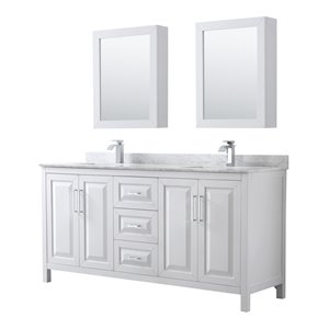 Wyndham Collection Daria 72&quot Marble Top Wood Double Bathroom Vanity in White
