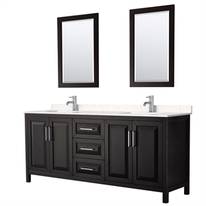 Wyndham Collection Daria 80&quot Light-Vein Wood Double Bathroom Vanity in Espresso