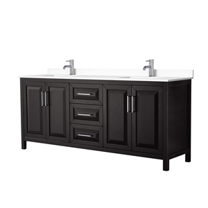 Wyndham Collection Daria 80&quot Wood Double Bathroom Vanity in Espresso/Chrome