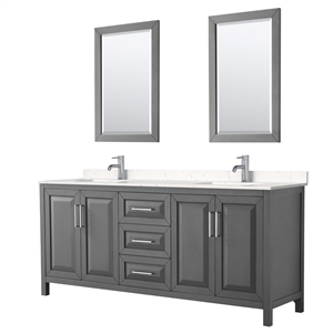 Wyndham Collection Daria 80&quot Light-Vein Wood Double Bathroom Vanity in Gray