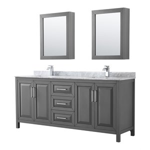 Wyndham Collection Daria 80&quot Cabinets Wood Double Bathroom Vanity in Dark Gray
