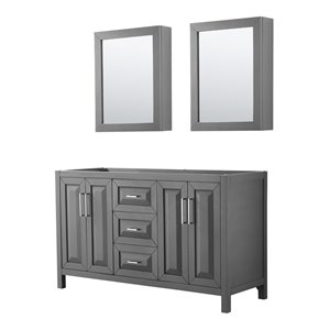 Wyndham Collection Daria 60&quot No-Sink Wood Double Bathroom Vanity in Gray/Chrome