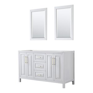 Wyndham Collection Daria 60&quot No Sink Wood Double Bathroom Vanity in White/Gold