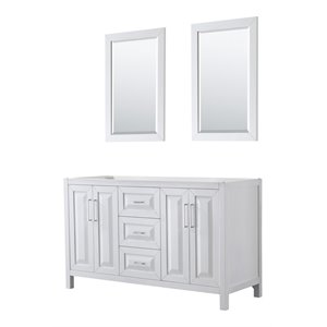Wyndham Collection Daria 60&quot No Sink Wood Double Bathroom Vanity in White/Chrome