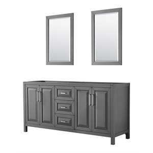 Wyndham Collection Daria 72&quot No-Sink Wood Double Bathroom Vanity in Gray/Chrome