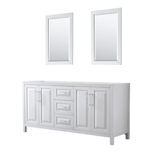 Wyndham Collection Daria 72&quot No Sink Wood Double Bathroom Vanity in White/Chrome