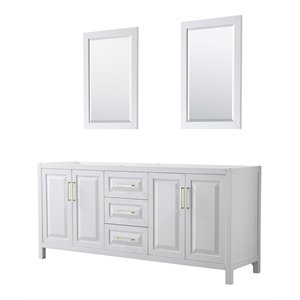 Wyndham Collection Daria 80&quot No Sink Wood Double Bathroom Vanity in White/Gold
