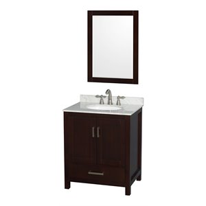 Wyndham Collection Sheffield 30&quot Wood & Metal Single Bathroom Vanity in Espresso