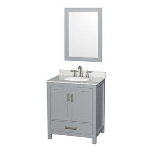 Wyndham Collection Sheffield 30&quot Wood Single Bathroom Vanity in Gray/White