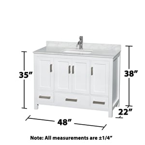 Wyndham Collection Sheffield 48&quot Marble Single Bathroom Vanity in White/Chrome