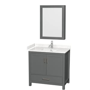 Wyndham Collection Sheffield 36&quot Wood Single Bathroom Vanity in Chrome/Dark Gray