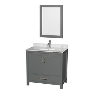 Wyndham Collection Sheffield 36&quot Wood Single Bathroom Vanity in White/Dark Gray