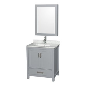 Wyndham Collection Sheffield 30&quot Cabinet Wood Single Bathroom Vanity in Gray