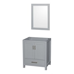 Wyndham Collection Sheffield 29&quot Mirror Wood Single Bathroom Vanity in Gray