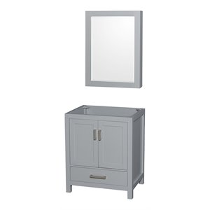 Wyndham Collection Sheffield 29&quot Cabinet Wood Single Bathroom Vanity in Gray
