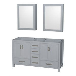 Wyndham Collection Sheffield 59&quot Cabinets Wood Double Bathroom Vanity in Gray