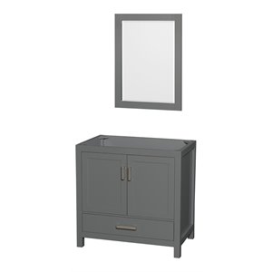 Wyndham Collection Sheffield 35&quot Solid Wood Single Bathroom Vanity in Dark Gray