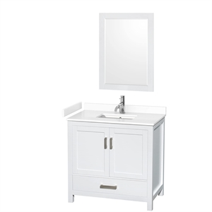 Wyndham Collection Sheffield 36&quot Solid Wood Single Bathroom Vanity in White