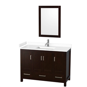 Wyndham Collection Sheffield 48&quot Mirror Wood Single Bathroom Vanity in Espresso