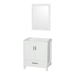 Wyndham Collection Sheffield 29&quot Mirror Wood Single Bathroom Vanity in White