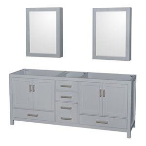 Wyndham Collection Sheffield 79&quot Cabinets Wood Double Bathroom Vanity in Gray
