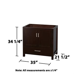 Wyndham Collection Sheffield 35&quot No-Sink Wood Single Bathroom Vanity in Espresso