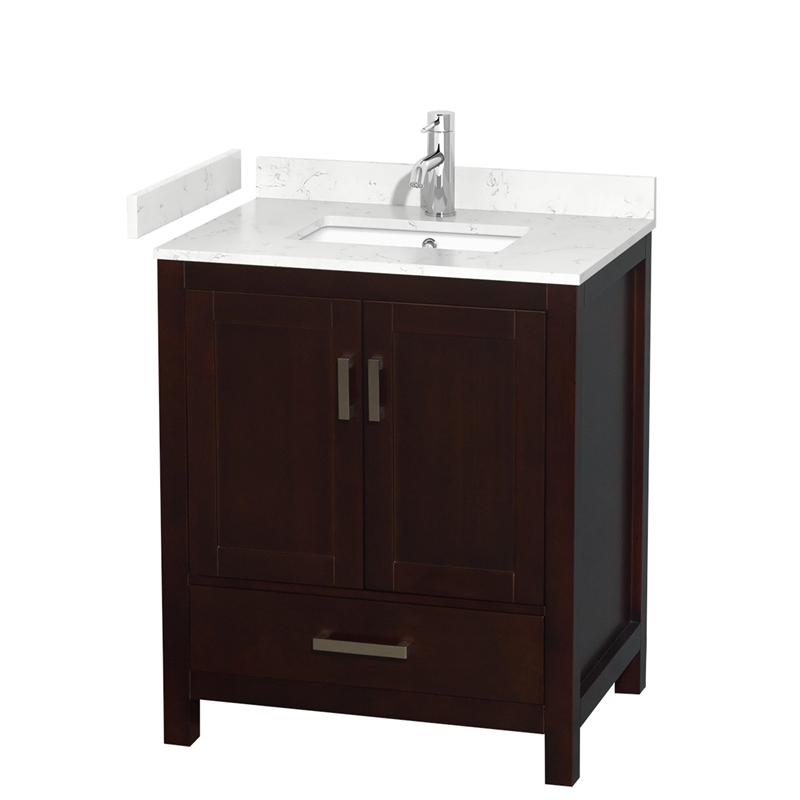 Wyndham Collection Sheffield 30 Inch Wood Single Bathroom Vanity in Espresso