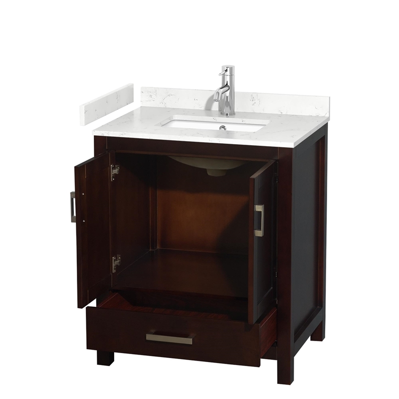 Wyndham Collection Sheffield 30 Inch Wood Single Bathroom Vanity in Espresso