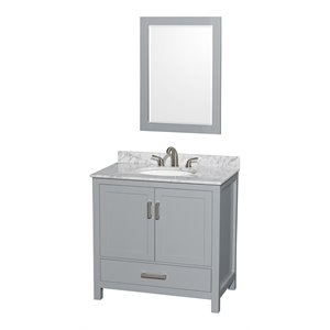 Wyndham Collection Sheffield 36&quot Wood Single Bathroom Vanity in Gray/Chrome