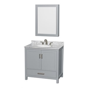 Wyndham Collection Sheffield 36&quot Wood Single Bathroom Vanity in Chrome/Gray