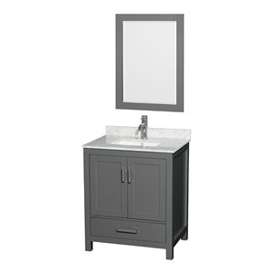 Wyndham Collection Sheffield 30&quot Metal Single Bathroom Vanity in White/Dark Gray