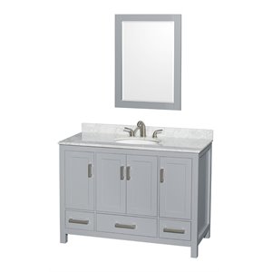 Wyndham Collection Sheffield 48&quot Wood Single Bathroom Vanity in Gray/Chrome