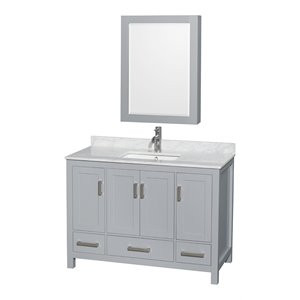 Wyndham Collection Sheffield 48&quot Carrara Marble Single Bathroom Vanity in Gray