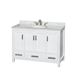 Wyndham Collection Sheffield 48&quot Metal Single Bathroom Vanity in White/Chrome
